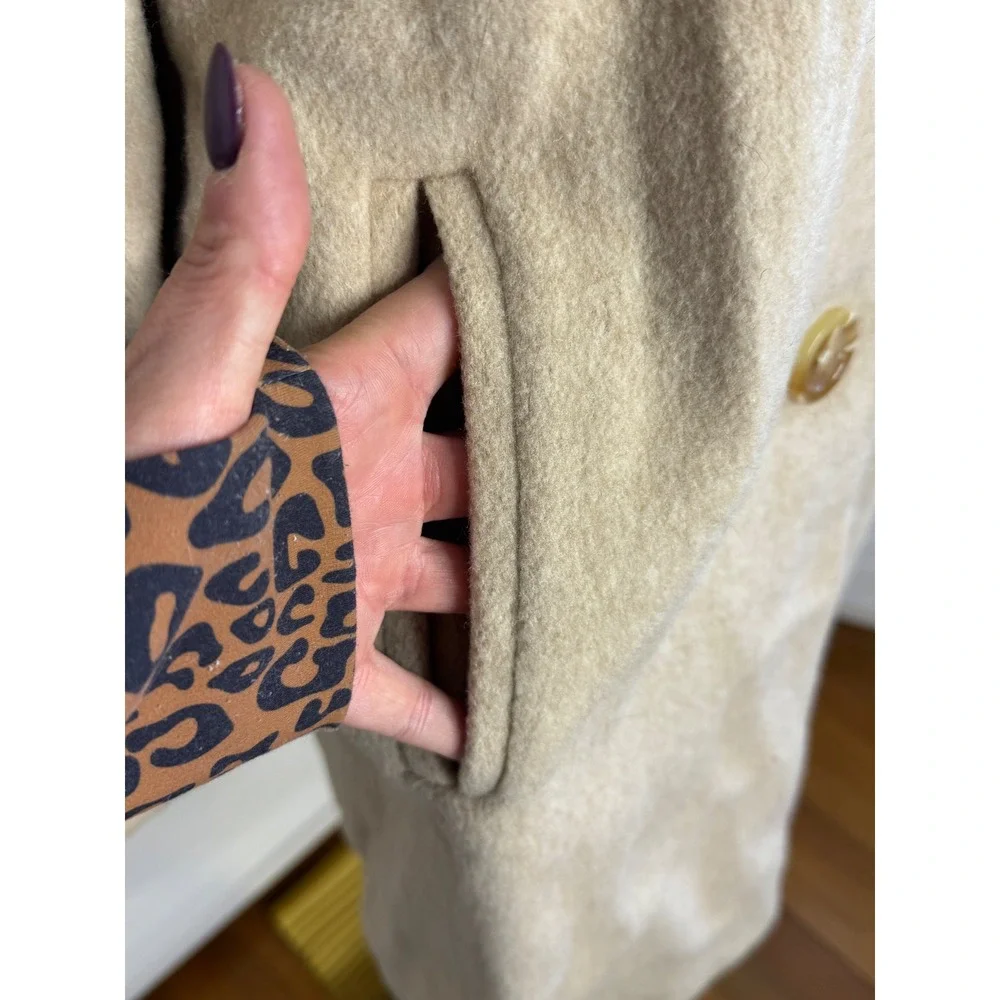 Alorna Classic Beige Wool Blend Button Front Coat Women's Outerwear Size Small
